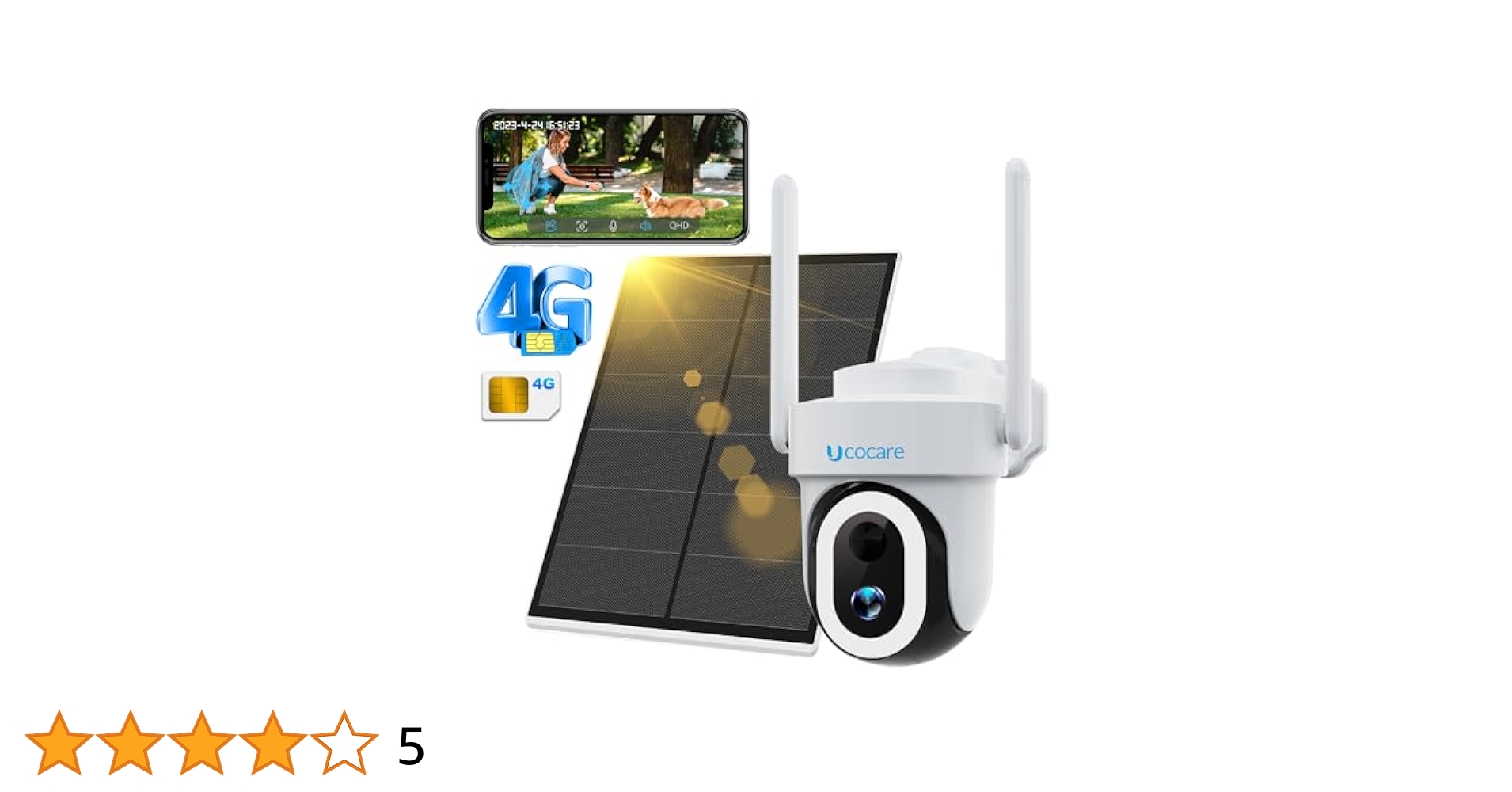 UCOCARE【強化版400万超高画素・4G SIMカード・8W高効率ソーラー