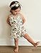 UNICOMIDEA Baby Girl Clothes 12-18 Months Backless Fashion 3D Hawaiian Flowers Infant Bodysuit with Bow-Knot Headband Green Summer Adjustable Strap Newborn Romper Daily