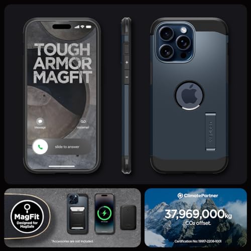 Spigen Tough Armor MagFit for iPhone 15 Pro Max Case, Metal Slate - image 8