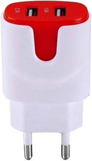 Adaptador de Corriente de Color USB para Xiaomi Mi A3 Smartphone Tablet Doble Toma de Pared 2 Puertos Corriente AC Cargador (Rojo)