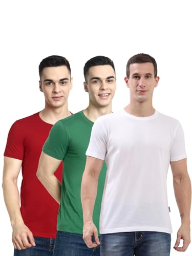 Image of hummel Cam Men's Pack of 3 Cotton Round Neck Half Sleeve T-Shirt