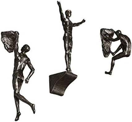 Climbing Man Wall Sculpture,Resin Creative Arts Crafts Handcrafted Figurine Wall-Mount Art Ornaments for Study Living Room Entrance Decor-h W