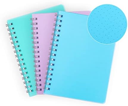 Irmanas Small Notebook, 3 Pack Dot Grid Notebook Spiral 4.3"x 5.7", Mini Pocket - Bullet Dotted Journal, 480 Pages, Cute College School Supplies Notebooks for Work, Aesthetic Gift Office Supplies