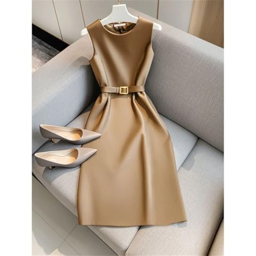 Women's Formal Slim Fit Dress Sleeveless High Waist Midi Party Ladies Collar Dress3