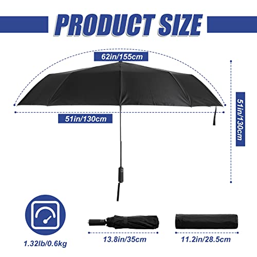 Cunno Golf Umbrella 62 Inch Large Umbrella 10 Ribs Windproof Waterproof Big Umbrellas Collapsible Double Canopy Automatic Open Close Vented Extra Large Umbrella For Rain (Black, Navy Blue) #TOP1