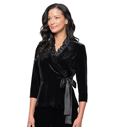 Alex Evenings Womens Velvet Blouse Top (Multiple Styles Petite and Regular Sizes)