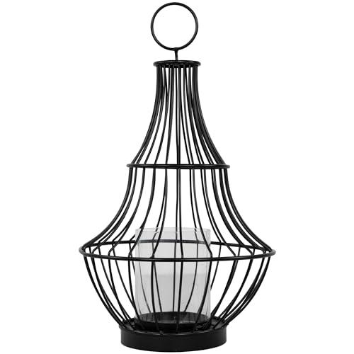 Northlight Metal Cage Hurricane Pillar Candle Holder, 14