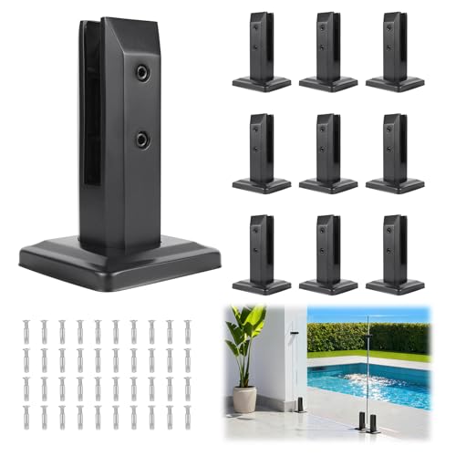 LukLoy 10 Pack Frameless Glass Railing Spigots, 304 Stainless Steel Black