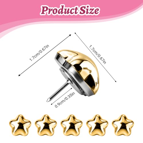 Image of 25 Pcs Decorative Thumb Tacks, Cute Decorative Push Pins for Wall Bulletin Board & Cork Board, Resin Star Push Pins for Office Home School,Gold