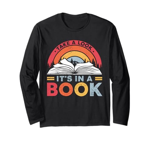 Retro Sunset Book Lover"Dai un'occhiata, è in un libro" Lettura Maglia a Manica