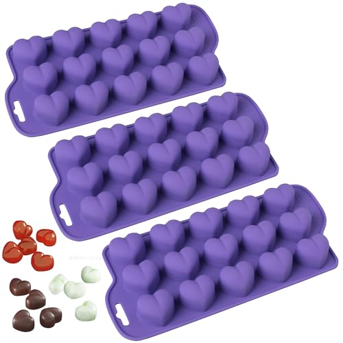 Bakerpan Valentine Silicone Molds - Set of 3 - Heart Shaped Jelly and Ice Cube Tray, Gummies, Candy, Chocolate
