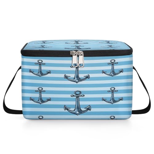 Anchor Ocean Lunch Bags for Women Men 9 Cans, Hot & Cold Food Delivery Bag Insulated Grocery Bag Insulated Lunch Box Anchor Cooler Bag for Office Work Picnic Beach