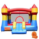 Costzon Inflatable Bounce House, Party Castle Bouncy House for Kids 12ft L x 9ft W x 7ft H Indoor Outdoor Fun w/Large Jumping Area & Fun Slide, Blower, Toddler Bounce House for Backyard Birthday Gifts