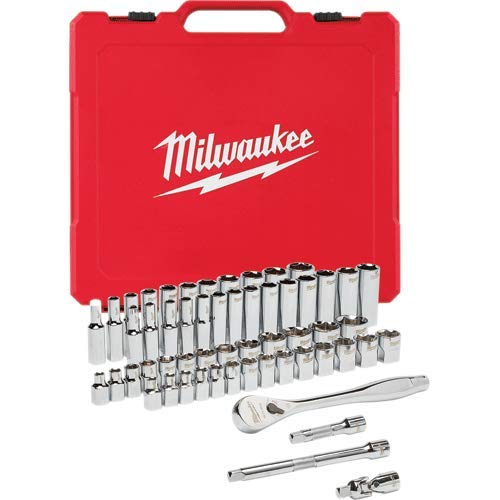 . Milwaukee 56 Pc. 3/8" Dr. Ratchet And Socket Set SAE-Metric