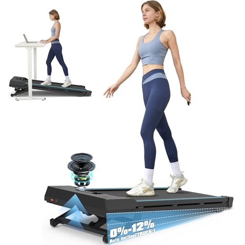 PACEROCKER Walking Pad Treadmill with 12% 9-Level Auto Incline, 450 lbs Capacity Bluetooth Speaker...