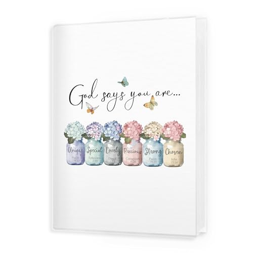 FTKBGHY God Say You Are Christian Photo Album 4x6, Hydrangea Floral Bible Scripture 18 Pockets Small Picture Memory Book Photo Album Keepsake for Graduation Wedding Anniversary Travel Vacation