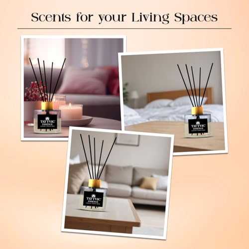 Image of Vanilla Reed Diffuser Set by Tattvic Essence | 6 Fiber Reed Sticks Free | Stress Relief & Aromatherapy | Long-Lasting, Smoke-Free Air Freshener for Home, Bedroom & Office | Ideal for Gifting | 120ml