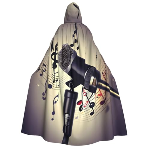 Cape à capuche pour déguisement de magicien et vampire avec motif de musique