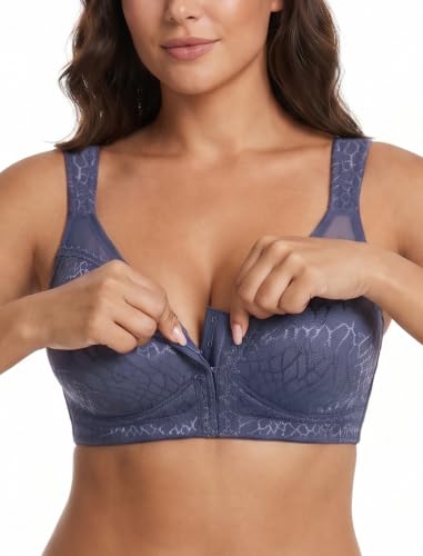 Image of Lemorosy Women's Plus Size Front Closure Posture Back Unlined Wireless Bra