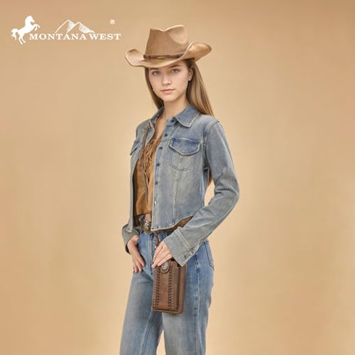 Image of Montana West Western Crossbody Phone Wallet for Women RFID Blocking Wallet Purse with Cash Slots & Zipper Pocket