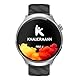 Knauermann PRO 4 EKG-Gesundheitsuhr mit Telefonfunktion – Smartwatch in Silber – Puls, Blutdruck, Blutsauerstoff, HRV, Schlafanalyse – Für Damen und Herren – Silikonarmband Silber
