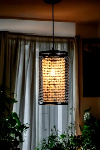 Image of Prop It Up Woven Metal Pendant Light, 18 cm Diameter, Black, Double Layer