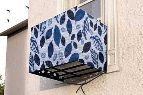 Image of The Furnishing Tree Window AC Cover for 1 Ton Capacity PVC Waterproof and Dustproof Ditzy Pattern Grey