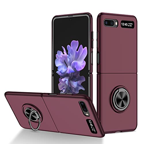 YOUULAR Funda plegable para Samsung Galaxy Z Flip 2/Samsung Galaxy Z Flip 5G, [Soporte para coche] Sensación de piel Bumper, pintura en aerosol aceitosa, funda protectora resistente a los golpes,