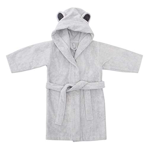 Ultra Soft Hooded Bathrobe for Babies and Toddlers - Highly Absorbent Rayon from Bamboo Baby Robe - 0-24M - Grey