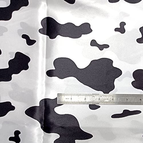 Luxurious Black and White Cow Print Satin Fabric - Perfect for Crafting and Home Décor, 1 Yard of Versatile Polyester 4 Luxurious Black and White Cow Print Satin Fabric - Perfect for Crafting and Home Décor, 1 Yard of Versatile Polyester - Image 3