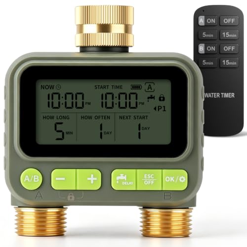 2 Zone Water Timer with Brass Inlet Outlet, Sprinkler Timer for Garden Hose by VQQEFF - Used condition - US$46.08