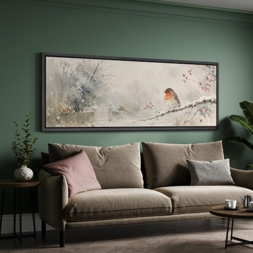 Image of MUDECOR Large Framed Canvas Print Wall Art Robin Bird for Living Room