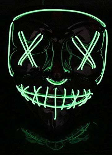 Lovelegis Led Mask, Horror, Monster, Zombie, Fancy Dress, Halloween, Carnival, Party, Accessories, Black, White Light, green - Image 4