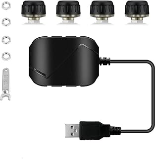 lifcasual Monitor de pressão dos pneus USB TPMS para navegação Android Sistema de alarme de monitoramento da pressão dos pneus Transmissão sem fio com 4 sensores externos