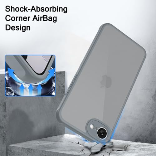 Image of TheGiftKart for iPhone 16e / iPhone 17e Case, Matte Frosted Hard Back Cover, Raised Edges for Camera & Screen Protection, Hybrid Shockproof Back Cover Case (PC & TPU, Translucent Grey)