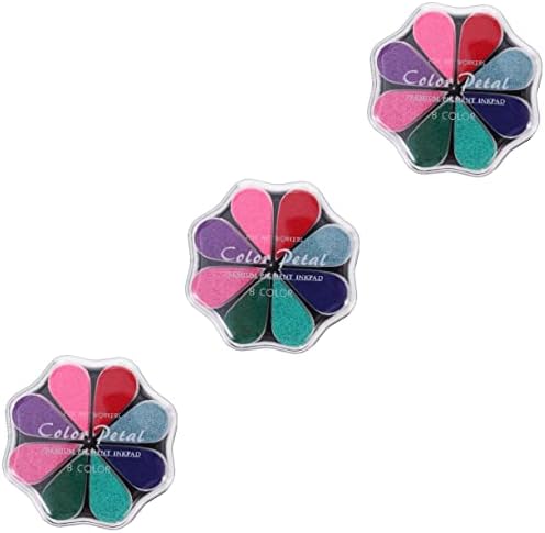 Didiseaon 3pcs Option Scrapbook Rubber Petal Practical Gifts Kids Card Partner Multicolor Rainbow Flower Supplies Pigment Useful Stampers Stamp Inking Making- Accessory Point Pads Stamps