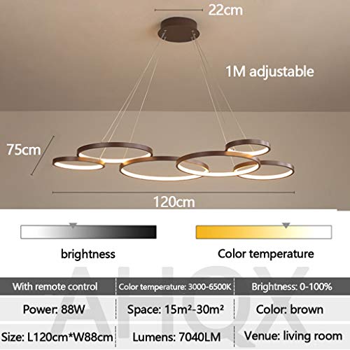Lustre plafonnier LED 88W suspendu avec télécommande de salon - 6