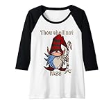 Womens Christmas Elf Gnome, Thou Shall Not Pass Candy Cane Raglan Baseball Tee