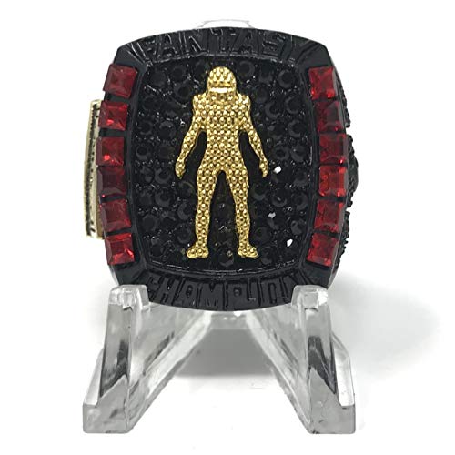 Legacy Rings 2019 Fantasy Football Trophy Ring w Display Stand Black Ion Plated (Red, 11)