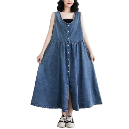 Women's Sleeveless Slim Fit Casual Denim Dress Loose Vest Dress