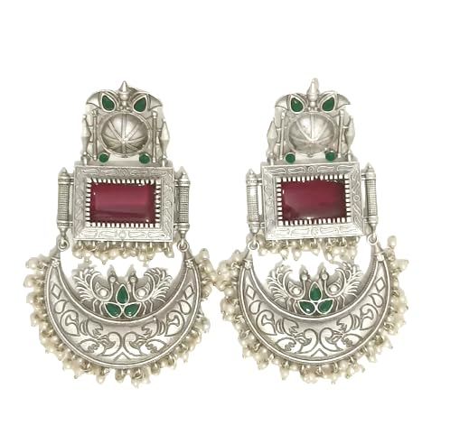 Kiah Decore Light Weight Magnificient Oxidised Silver Jewellery with Green Stone that enhance the beauty For Girls & Womans for Versatile Look (B0CL7CWYDQ) Amazon Price History, Amazon Price Tracker