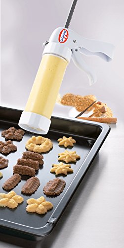 Foto von Dr. Oetker Gebäckpresse inkl. 10 Formscheiben Kunststoff, Gebäckspritze, komfortabler Hebelmechanismus, Menge: 1 Stück, 5 x 5 x 7,5 cm, Weiß