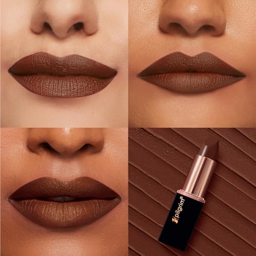 Image of Pilgrim Matte Me Up Bullet Lipstick 4.2g | Creamy, Lightweight, Bold, Non Drying | SPF 30 | Enriched With Hyaluronic Acid & Spanish Squalane | Lipstick for dusky skin tone | Chocolate Tease -32