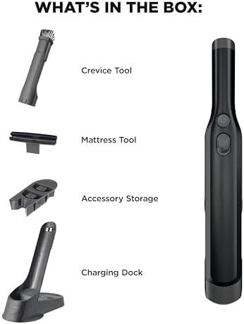 Shark WANDVAC Cordless Hand Vac, Lightweight, Versatile and Portable at 1.4 lbs., Powerful Suction for Pet Hair, Charging Dock, One-Touch Empty for Car & Home, Duster Crevice Tool, Black, WV201BK — view 9