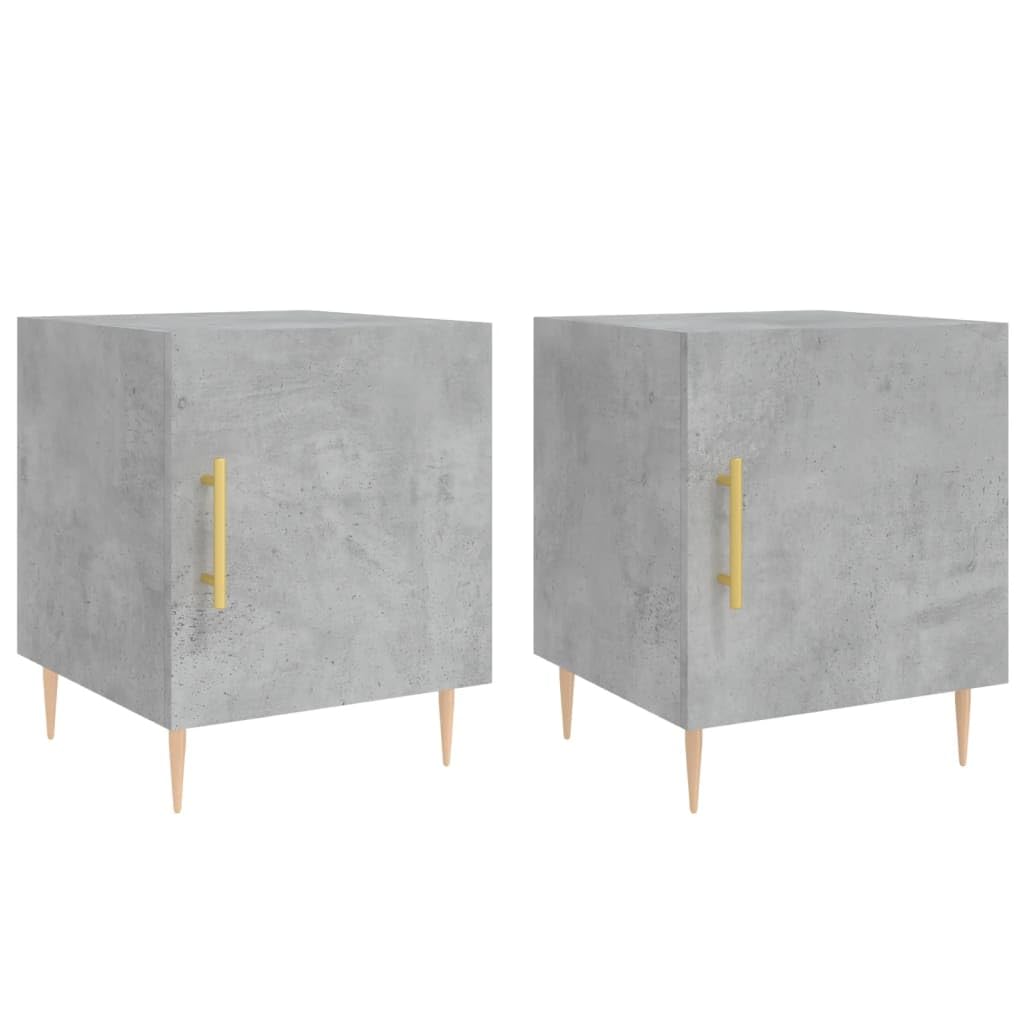 Table de chevet gris béton 40x40x50 cm lot de 2 en bois et métal avec porte