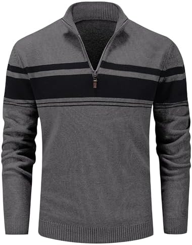 MAGCOMSEN Men's Sweaters Quarter Zip Winter Cotton Casual Pullover Sweater