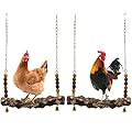 Chicken Bird Swing,Chicken Perch,Natural Wooden Swing Toys,Wood Stand for Chick,Safe and Relief of Stress,Chicken Coop Accessories,Coop Swing for Chicken Bird,Parrot,Hens (2pcs)