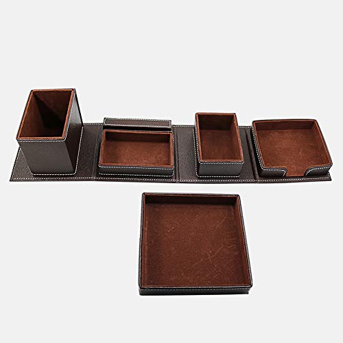 CXLE Leather Desk Organizers, Cubical Decorations Office Desk Accessories and Workspace Organizers Multi-Functionaloffice Table Organizer for Caddy Store TV Remote Holders Brush Pencil and Glasses