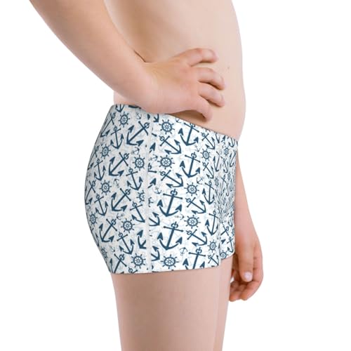 Boys' Cotton Boxer Brief Soft Underwear-Nautical Theme Anchors2