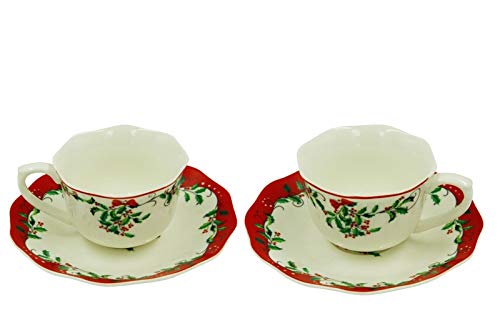 Royal Family Set 2 tazzine caffè porcellana decoro natalizio in brillante e resistente porcellana modello “Christmas” - colazione di Natale